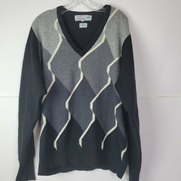 Ballantyne Other - VTG Ballantyne Scotland 100% Cashmere V-Neck Men's Sweater Size 46" 117cm Black